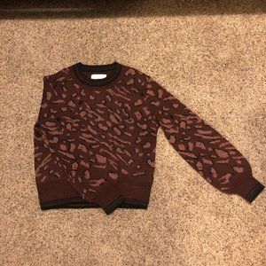 NWOT-Animal print sweater with semi-bell sleeves